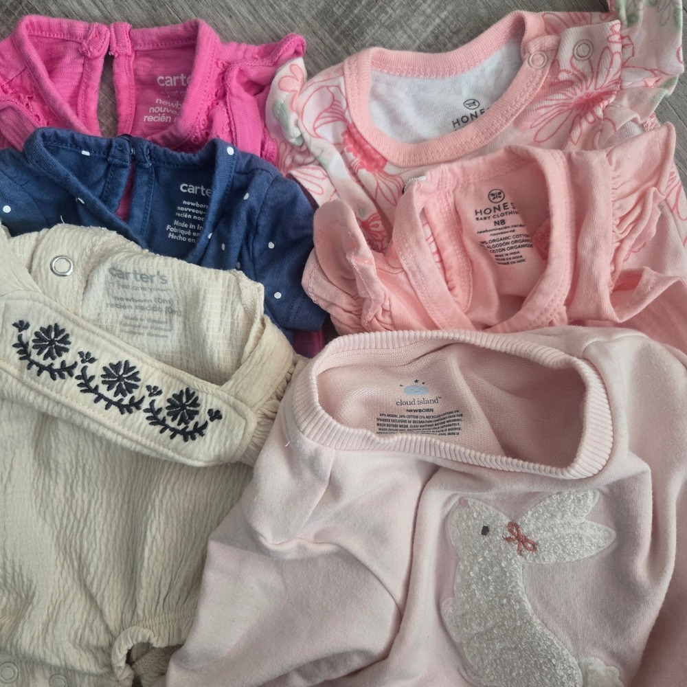 Carters Gerber Baby Girl Newborn Honest Company Bodysuit Sleeper Lot 26pc Bundle - Picture 3 of 11